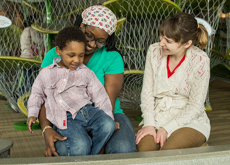 A nurse home visitor is paired with a new mom for the pregnancy through age two