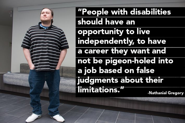 Nathanial Gregory helps people understand what it's like living with cerebral palsy