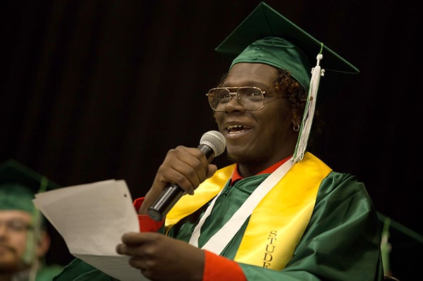 Cordarryl giving his graduation speech